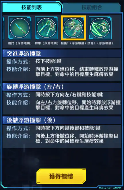 詩雅量子型00高達 技能1 (浮游環繞)