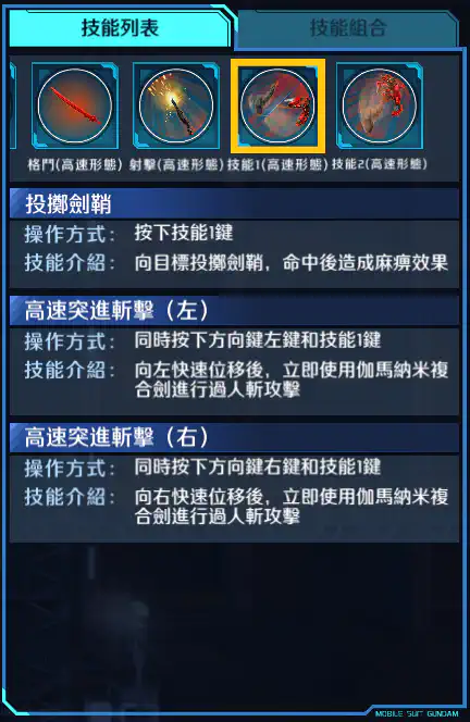 高達亞斯塔錄原型 技能1 (高速形態)