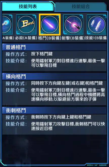 敍述高達 格鬥 (B裝備)